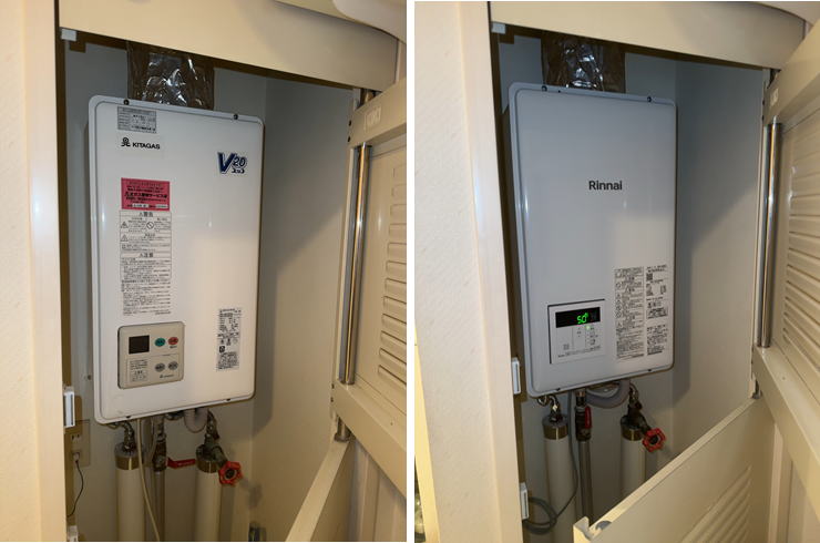 リンナイ「RUX-V2010FFUA KRN-620FFB-L」から「RUX-V2015FFUA(A)-E」へ交換